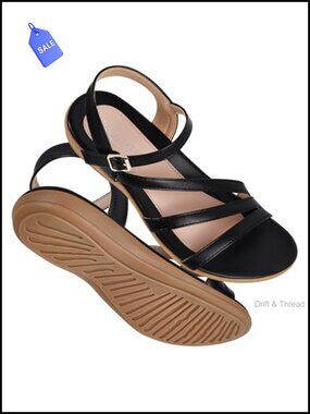 Women's Strappy Flat Sandals with Arch Support Adjustable Ankle Strap